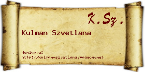 Kulman Szvetlana névjegykártya